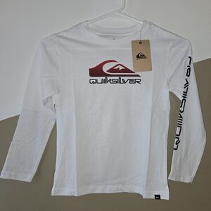 Quiksilver Big Boys Crew Neck Long Sleeve Graphic Shirt Print On Sleeve Size 5Y